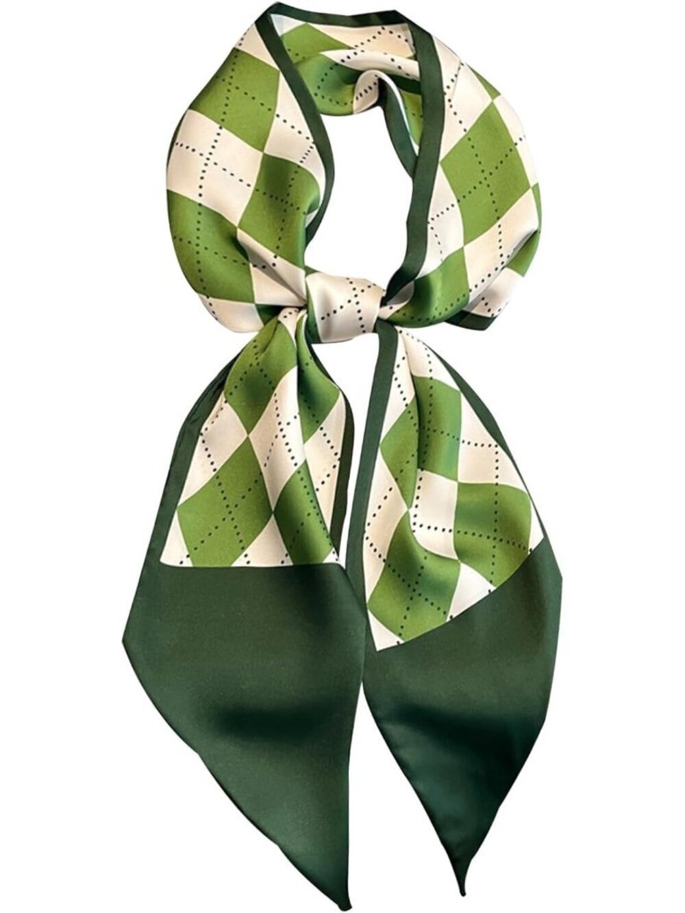 Women's 1-green Printed Square Headscarf Bandanas Hair Scarf Neck Scarves